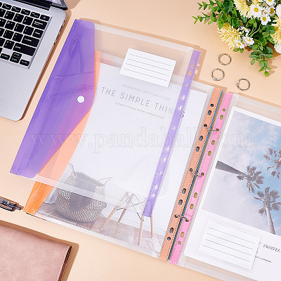 18 шт. 6-цветный полипропиленовый пластиковый конверт формата А4 с карманами AJEW-CP0005-10-1