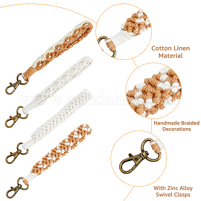 4 шт. 4 стиля хлопка льна ручной работы плетеный шнурок для запястья подвеска украшения KEYC-FH0001-35-1