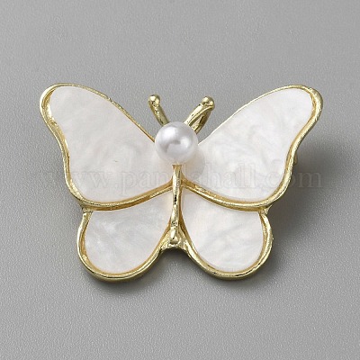 Брошь из сплава с искусственным жемчугом JEWB-CJC0006-01G-1