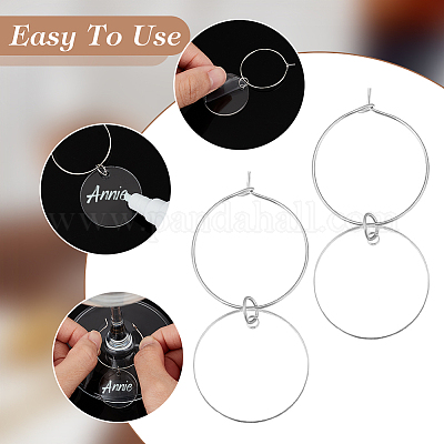 Плоские круглые прозрачные акриловые подвески для бокалов для вина AJEW-AB00109-1