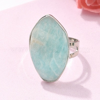 Регулируемое кольцо из натурального амазонита RJEW-B026-01P-1