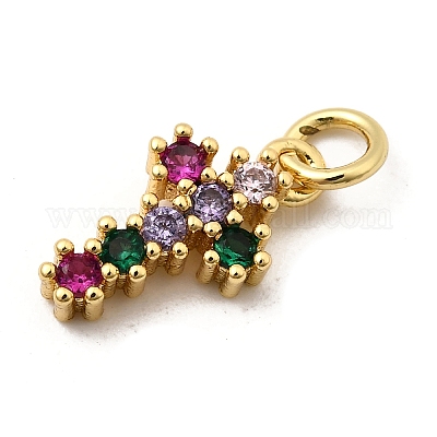 Латунные микро-паве красочные кубические циркониевые подвески KK-I360-036G-1