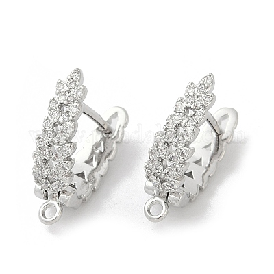 Фурнитура для серег из латуни с кубическим цирконием KK-Q051-02P-1