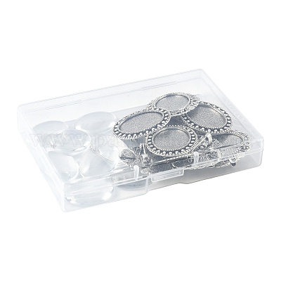 10 шт. 2 стиля винтажной броши из сплава с кабошоном и безелем FIND-FS0004-64-1