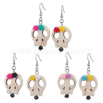 Латунь болтающийся серьги EJEW-JE06040-1