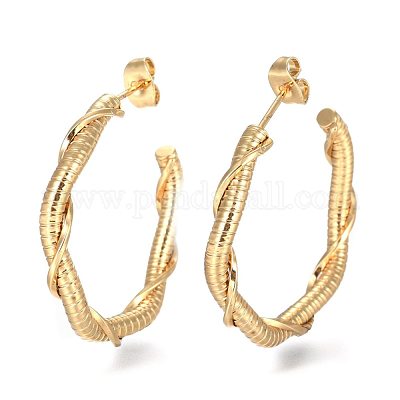 Серьги-кольца из нержавеющей стали 304 X-EJEW-F257-19G-1