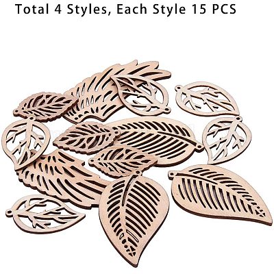 Неокрашенные деревянные большие подвески WOOD-PH0008-46-1