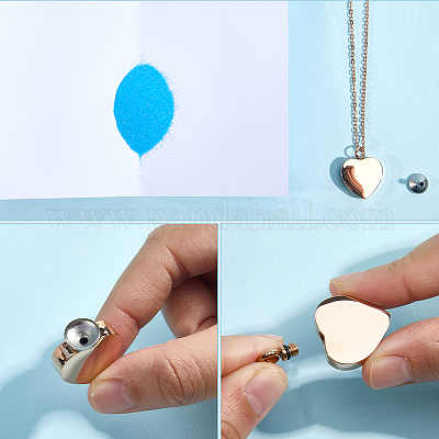 Ожерелья с подвеской в виде сердца из нержавеющей стали в виде погребальной шкатулки DIY-CN0003-41RG-1