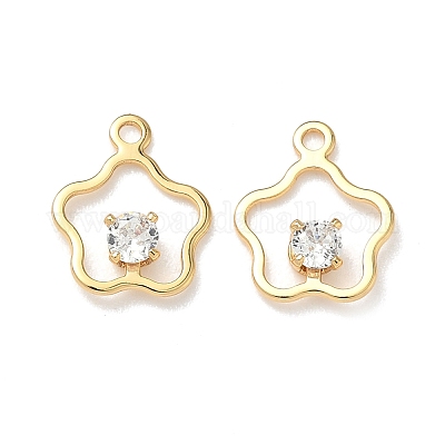 Латунные микро проложить кубического циркония цветок подвески KK-Z136-03G-1