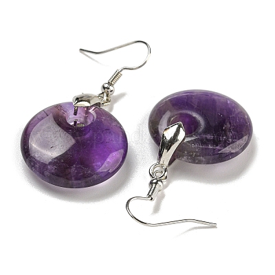 Плоские круглые серьги-подвески из латуни с покрытием для женщин EJEW-B064-01P-05-1