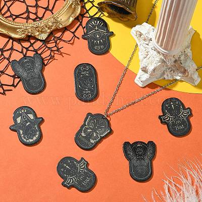 12 шт. 6 стиля непрозрачных темных акриловых подвесок OACR-CJ0002-09-1