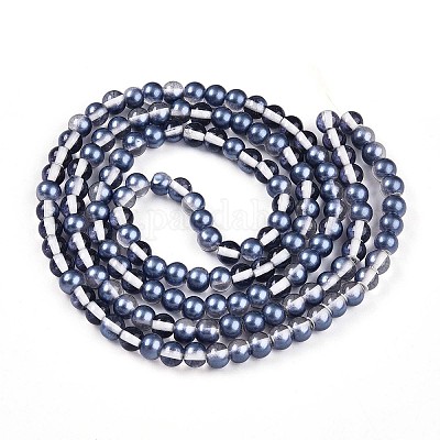 Запекание окрашенные прозрачные стеклянные бусины нити DGLA-N011-6mm-08-1