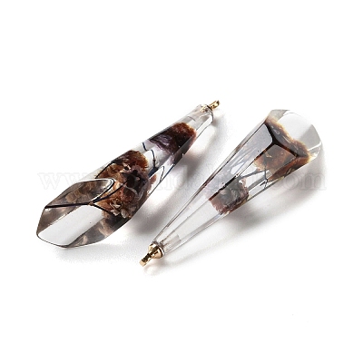 Подвески из прозрачной смолы с сухоцветами RESI-A043-08B-1