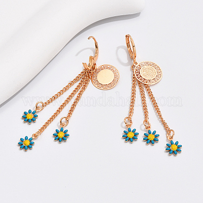 Модные классические латунные серьги-кольца с кисточками и цветком TS2520-1