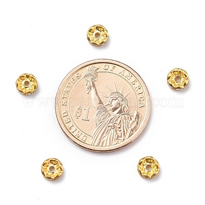 Железные хрустальные бусины-разделители со стразами RB-A007-6MM-G-1