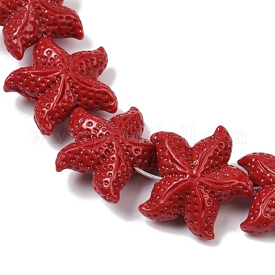 Нити резных бусин синтетического коралла CORA-K009-06C-05-1