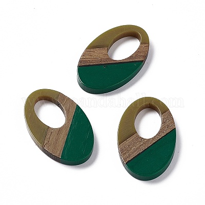 Подвески из непрозрачной смолы и ореха&nbsp;RESI-M027-02C-1