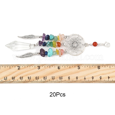 Чакра натуральные и синтетические драгоценные камни и сплавы подвесные украшения HJEW-FS00024-1