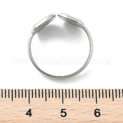 Прямоугольные манжеты из нержавеющей стали 304 белого цвета для женщин RJEW-G346-04P-02-1