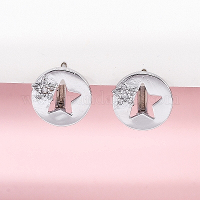 Серьги-кольца из латуни с прозрачным фианитом EJEW-Q014-38P-1