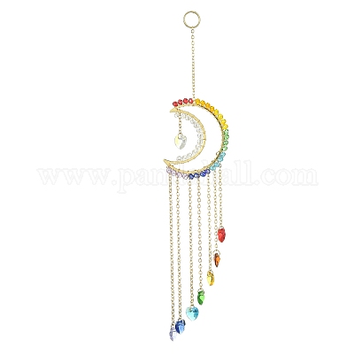 Стеклянные подвески в форме сердца и луны HJEW-JM01145-1