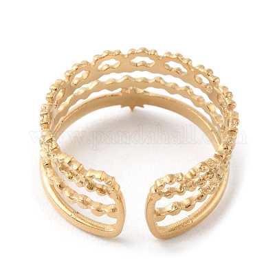 Многорядные открытые манжетные кольца из нержавеющей стали 304 RJEW-D002-05G-1