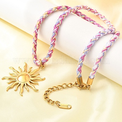 Женские ожерелья с подвеской в виде солнца из нержавеющей стали 304 NJEW-F349-01G-1