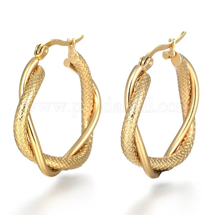 Серьги-кольца из нержавеющей стали 304 EJEW-F257-17G-1