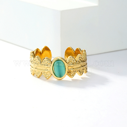 Стильные овальные кольца-манжеты из нержавеющей стали 201 с неровной текстурой LI2360-1