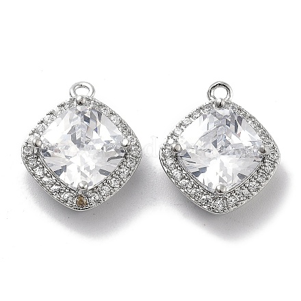 Латунные микропаве прозрачные подвески с фианитом KK-M102-27P-1