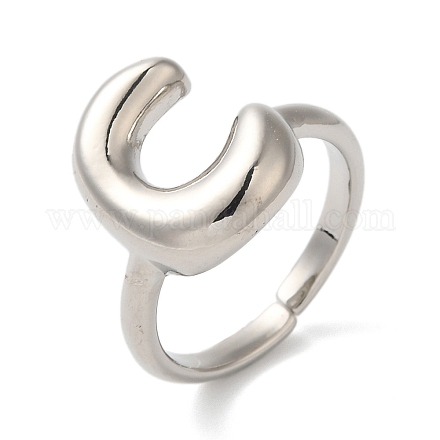 Латунное открытое кольцо-манжета для женщин с инициалами RJEW-N046-02C-P-1