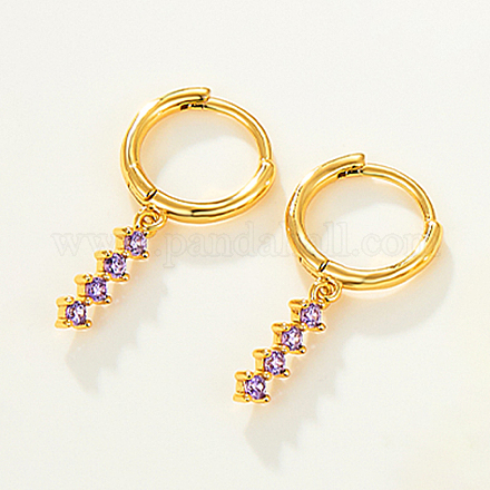 Разноцветные серебряные серьги-кольца s925 с цирконами и фианитами RL0741-13-1