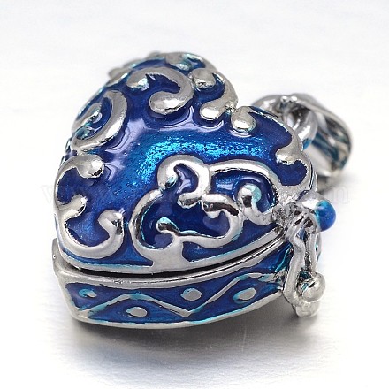 Эмали сердце стойки покрытие платина латунь молитва коробка подвески KK-L101-01C-1