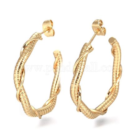 Серьги-кольца из нержавеющей стали 304 X-EJEW-F257-19G-1