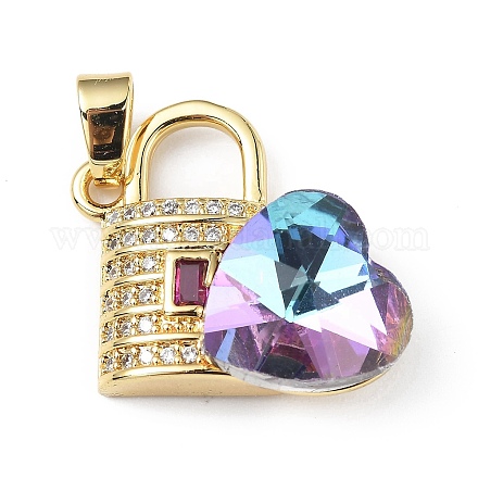 Настоящие 18-каратные позолоченные подвески из латуни с микропаве из прозрачного кубического циркония KK-C015-17G-04-1