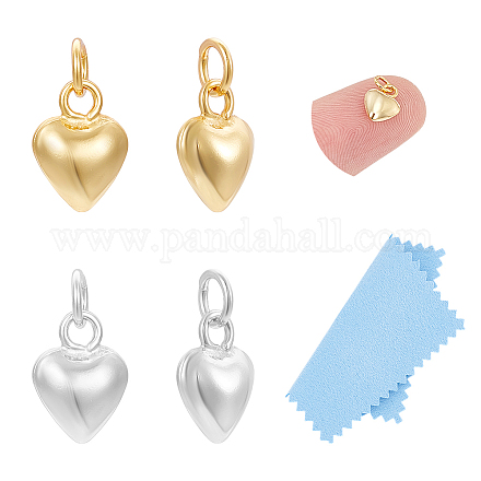 4 шт. 2 цвета 925 подвески в виде объемного сердца из стерлингового серебра с соединительными кольцами STER-UN0001-33-1