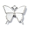 Acrylic Charms, with Alloy Finding, Butterfly Charms, White, 25x30x3.5mm, Hole: 3mm