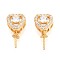925 Sterling Silver Micro Pave Cubic Zirconia Heart Pendant Bails, Bead Cap Bails, Golden, 13.5~14x7.5x6mm, Hole: 5x2mm and 3x2mm, Pin: 0.7mm