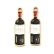 304 Stainless Steel Enamel Pendants, Red Wine, Ion Plating(IP), Real 18K Gold Plated, Black, 18x5x1.5mm, Hole: 1.2mm