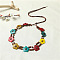 Bohemian Style Dyed Colorful Coconut Beeded Imitation Leather Cord Waist Belly Chains for Women, Flower, 1700mm