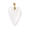 Natural Quartz Crystal Pendants, Rock Crystal Pendants, with Rack Plating Golden Plated Brass Findings, Long-Lasting Plated, Heart, 32~34x20x8mm, Hole: 4x4mm