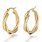 304 Stainless Steel Hoop Earring, Hypoallergenic Earrings, with Ear Nut, Textured, Twisted Ring Shape, Golden, 29~32x5mm, Pin: 0.5x1mm