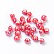 Pearlized Handmade Porcelain Round Beads, Orange Red, 6mm, Hole: 1.5mm
