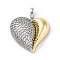 Brass Micro Pave Cubic Zirconia Pendants, Cadmium Free & Lead Free, Real 18K Gold Plated, Platinum, Heart, 29.5x24.5x7.5mm, Hole: 3.5x6.5mm