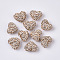 Polymer Clay Rhinestone Beads, Heart, Vintage Rose, PP10(1.6~1.7), 7 Rows Rhinestone, 10x12x6mm, Hole: 1mm
