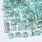 2-Hole Transparent Glass Seed Beads, Antique Style, Rectangle, Dark Turquoise, 5x4.5~5.5x2~2.5mm, Hole: 0.5~0.8mm