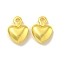 Rack Plating Brass Charms, Long-Lasting Plated, Lead Free & Cadmium Free, Heart, 8x6x2mm, Hole: 0.8mm