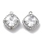 Brass Micro Pave Clear Cubic Zirconia Pendants, Cadmium Free & Nickel Free & Lead Free, with Glass, Rhombus, Real Platinum Plated, 14.5x12.5x6.5mm, Hole: 1.2mm