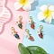 Alloy Enamel Leaf Pendant Decorations, Acrylic Flower & Alloy Lobster Claw Clasps Charms for Bag Ornaments, Mixed Color, 34mm