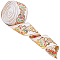 Flat Ethnic Style Embroidery Polyester Ribbons, Jacquard Ribbon, Garment Accessories, Single Face Floral Pattern, White, 1-3/4 inch(45mm), about 7.66 Yards(7m)/Roll